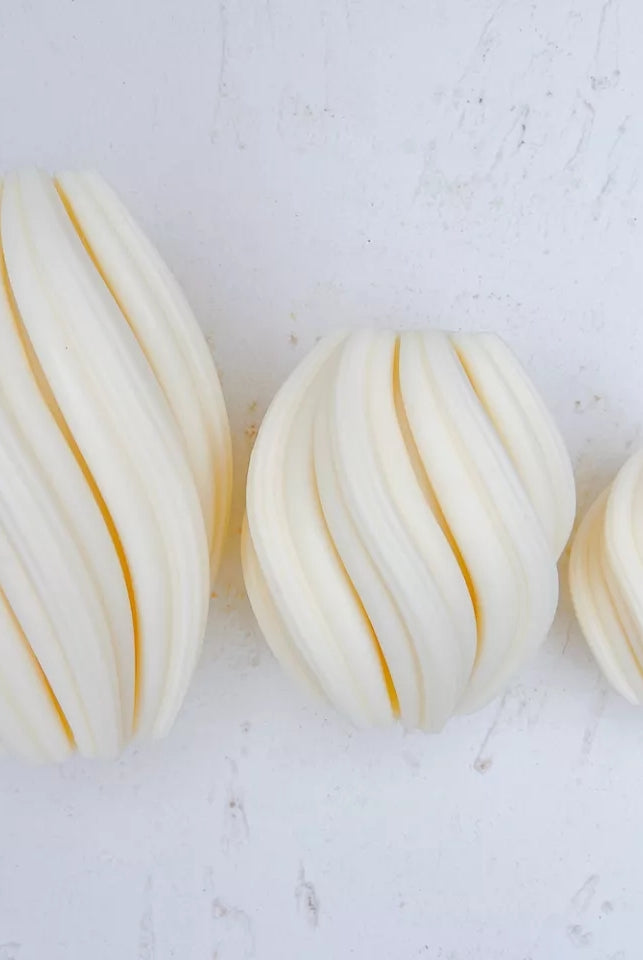 Twirl Candle Moulds 6 - Silicone Mould, Mold for DIY Candles. Created using candle making kit with cotton candle wicks and candle colour chips. Using soy wax for pillar candles. Sold by Myka Candles Moulds Australia