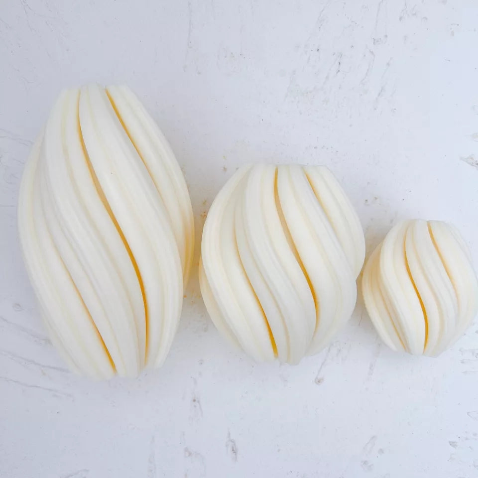 Twirl Candle Moulds 6 - Silicone Mould, Mold for DIY Candles. Created using candle making kit with cotton candle wicks and candle colour chips. Using soy wax for pillar candles. Sold by Myka Candles Moulds Australia