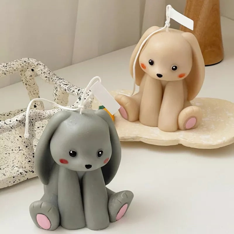 Bunny Rabbit Candle Mould 0 - Silicone Mould, Mold for DIY Candles. Created using candle making kit with cotton candle wicks and candle colour chips. Using soy wax for pillar candles. Sold by Myka Candles Moulds Australia
