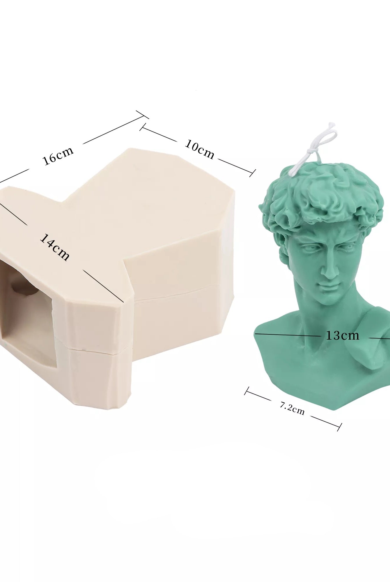 David Candle Mould 3 - Silicone Mould, Mold for DIY Candles. Created using candle making kit with cotton candle wicks and candle colour chips. Using soy wax for pillar candles. Sold by Myka Candles Moulds Australia