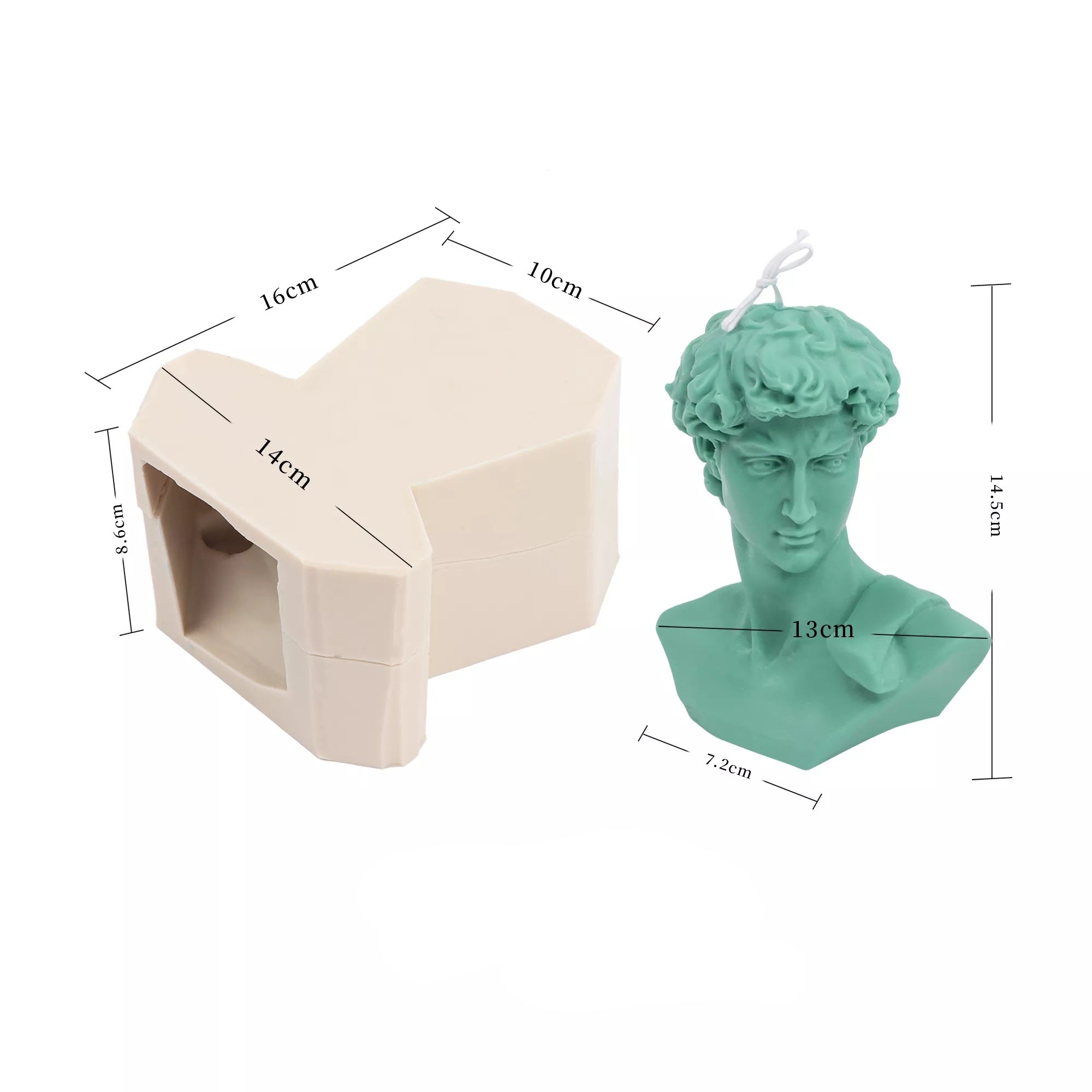 David Candle Mould 3 - Silicone Mould, Mold for DIY Candles. Created using candle making kit with cotton candle wicks and candle colour chips. Using soy wax for pillar candles. Sold by Myka Candles Moulds Australia