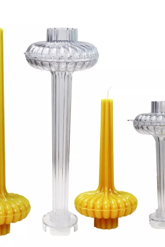 Acrylic Lamp Candle Moulds 7 - Silicone Mould, Mold for DIY Candles. Created using candle making kit with cotton candle wicks and candle colour chips. Using soy wax for pillar candles. Sold by Myka Candles Moulds Australia