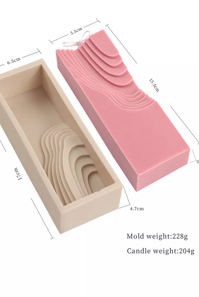 Terrain Candle Mould 4 - Silicone Mould, Mold for DIY Candles. Created using candle making kit with cotton candle wicks and candle colour chips. Using soy wax for pillar candles. Sold by Myka Candles Moulds Australia