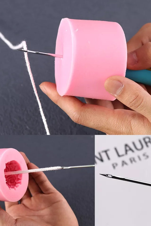 Wicking Tool 1 - Silicone Mould, Mold for DIY Candles. Created using candle making kit with cotton candle wicks and candle colour chips. Using soy wax for pillar candles. Sold by Myka Candles Moulds Australia