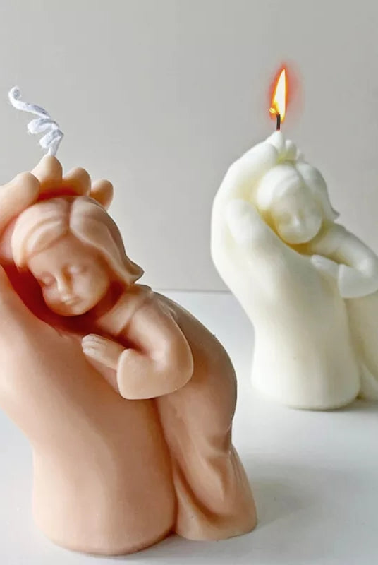 Mother's Touch Candle Mould 1 - Silicone Mould, Mold for DIY Candles. Created using candle making kit with cotton candle wicks and candle colour chips. Using soy wax for pillar candles. Sold by Myka Candles Moulds Australia