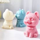 Happy Dog Candle Mould 1 - Silicone Mould, Mold for DIY Candles. Created using candle making kit with cotton candle wicks and candle colour chips. Using soy wax for pillar candles. Sold by Myka Candles Moulds Australia