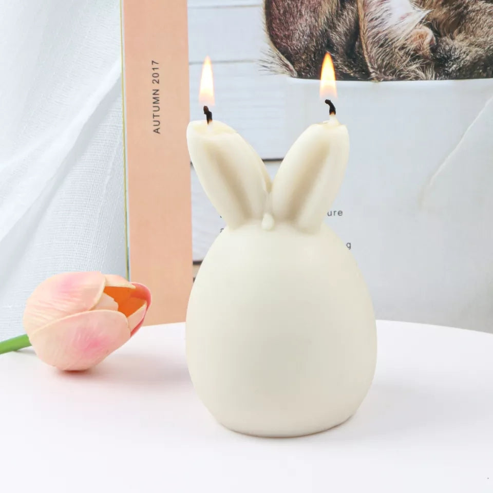 Bunny Egg Candle Moulds 1 - Silicone Mould, Mold for DIY Candles. Created using candle making kit with cotton candle wicks and candle colour chips. Using soy wax for pillar candles. Sold by Myka Candles Moulds Australia