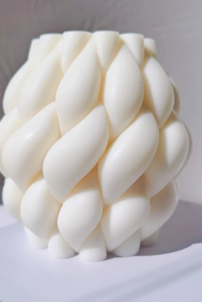 Braid Candle Mould 3 - Silicone Mould, Mold for DIY Candles. Created using candle making kit with cotton candle wicks and candle colour chips. Using soy wax for pillar candles. Sold by Myka Candles Moulds Australia