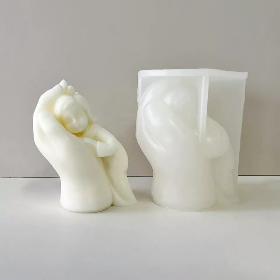 Mother's Touch Candle Mould 5 - Silicone Mould, Mold for DIY Candles. Created using candle making kit with cotton candle wicks and candle colour chips. Using soy wax for pillar candles. Sold by Myka Candles Moulds Australia
