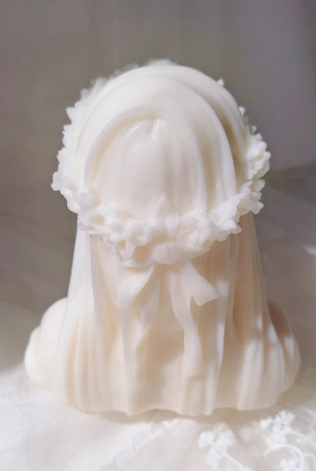 Veiled Lady Candle Mould 2 - Silicone Mould, Mold for DIY Candles. Created using candle making kit with cotton candle wicks and candle colour chips. Using soy wax for pillar candles. Sold by Myka Candles Moulds Australia