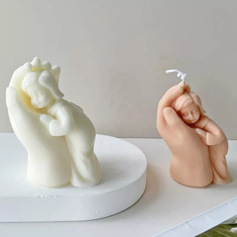 Mother's Touch Candle Mould 2 - Silicone Mould, Mold for DIY Candles. Created using candle making kit with cotton candle wicks and candle colour chips. Using soy wax for pillar candles. Sold by Myka Candles Moulds Australia