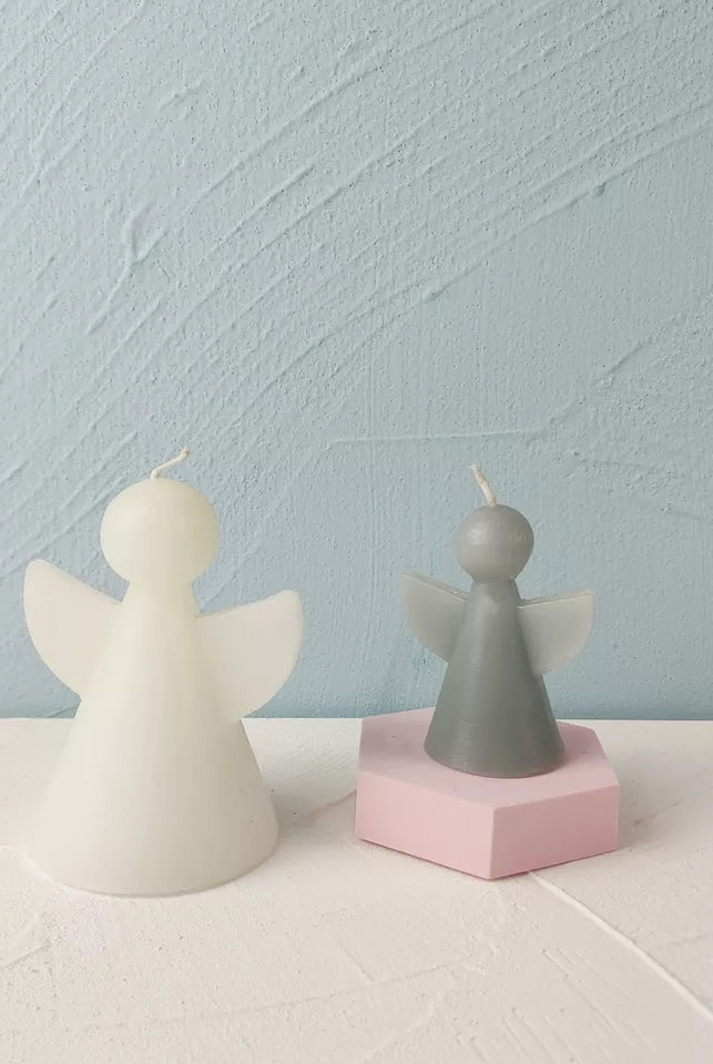 Christmas Angel Candle Mould 2 - Silicone Mould, Mold for DIY Candles. Created using candle making kit with cotton candle wicks and candle colour chips. Using soy wax for pillar candles. Sold by Myka Candles Moulds Australia
