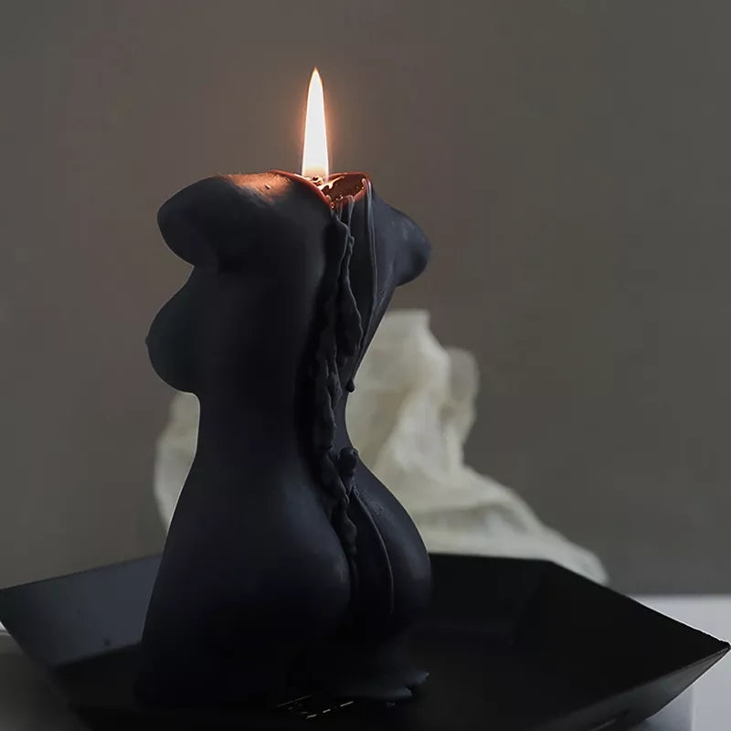 Curvy Female Candle Mould (S) - 10cm 1 - Silicone Mould, Mold for DIY Candles. Created using candle making kit with cotton candle wicks and candle colour chips. Using soy wax for pillar candles. Sold by Myka Candles Moulds Australia