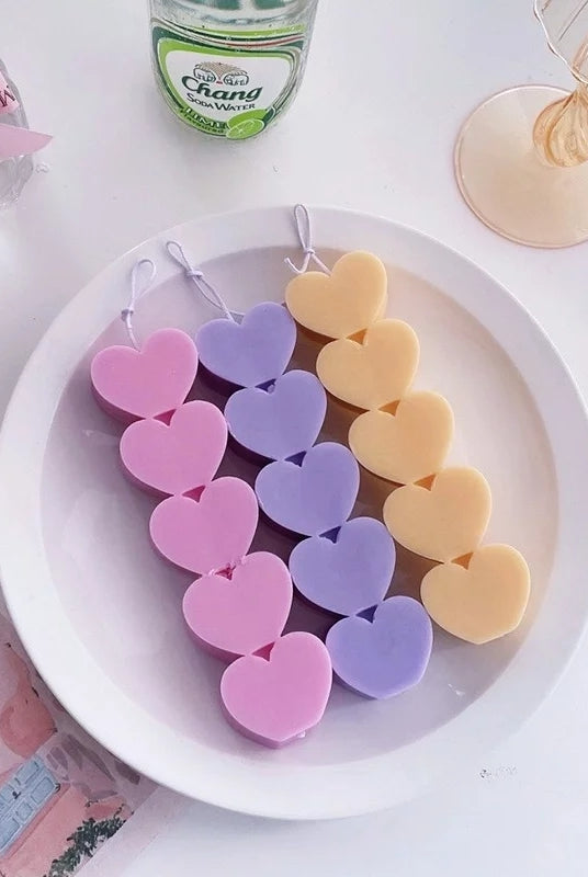 Heart Chain Candle Mould 0 - Silicone Mould, Mold for DIY Candles. Created using candle making kit with cotton candle wicks and candle colour chips. Using soy wax for pillar candles. Sold by Myka Candles Moulds Australia