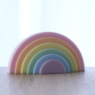 Tiered Rainbow Candle Mould 1 - Silicone Mould, Mold for DIY Candles. Created using candle making kit with cotton candle wicks and candle colour chips. Using soy wax for pillar candles. Sold by Myka Candles Moulds Australia