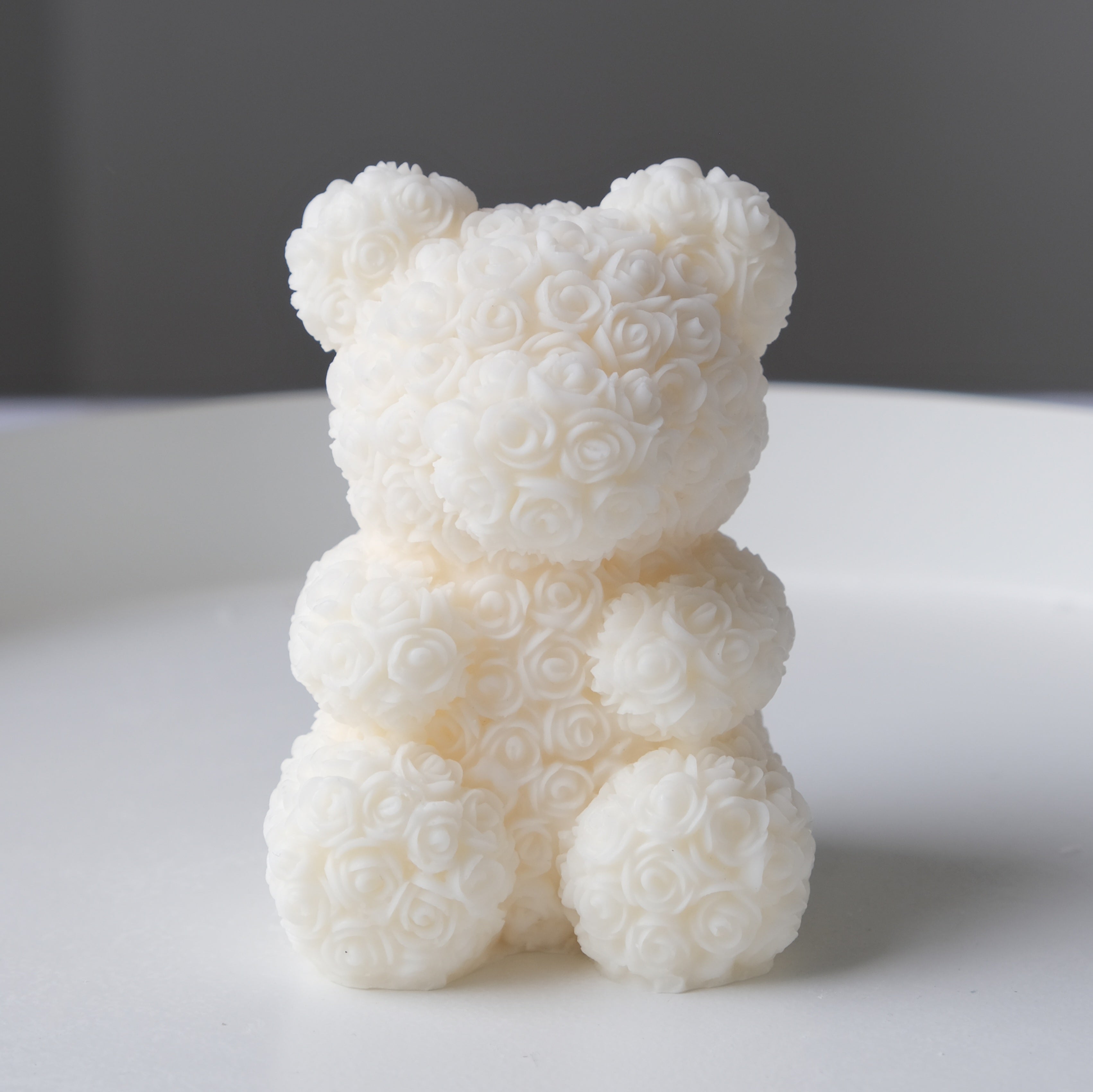 Rose Bear Candle Mould 0 - Silicone Mould, Mold for DIY Candles. Created using candle making kit with cotton candle wicks and candle colour chips. Using soy wax for pillar candles. Sold by Myka Candles Moulds Australia