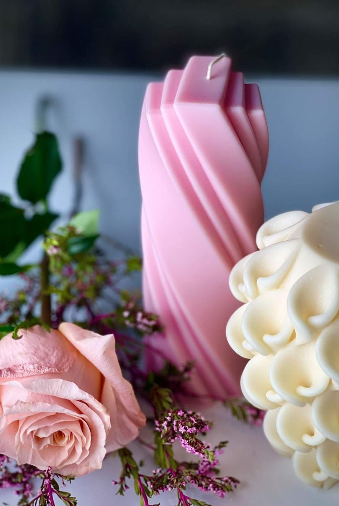 Belle Candle Mould 2 - Silicone Mould, Mold for DIY Candles. Created using candle making kit with cotton candle wicks and candle colour chips. Using soy wax for pillar candles. Sold by Myka Candles Moulds Australia