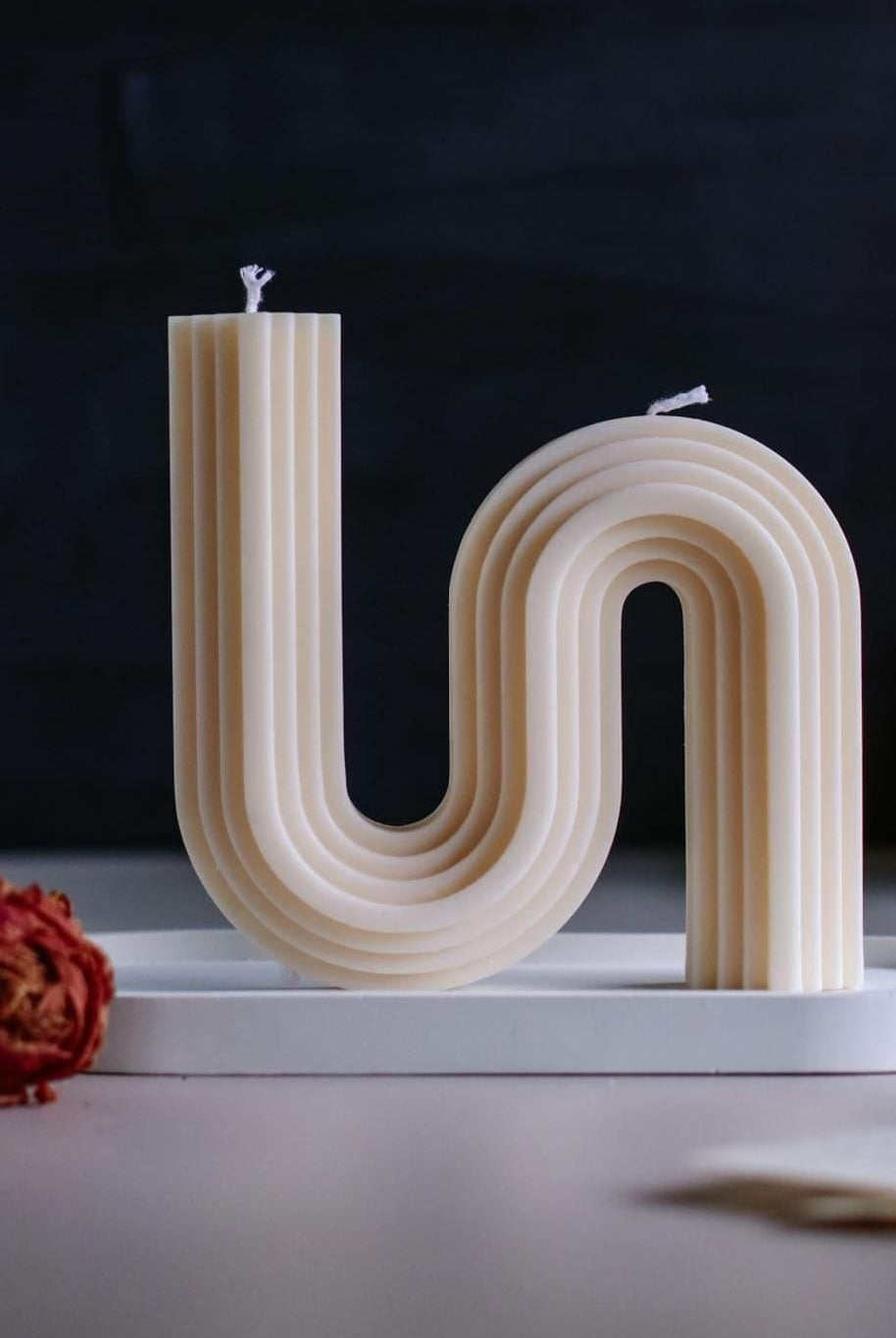 Large Wavy Candle Mould 1 - Silicone Mould, Mold for DIY Candles. Created using candle making kit with cotton candle wicks and candle colour chips. Using soy wax for pillar candles. Sold by Myka Candles Moulds Australia