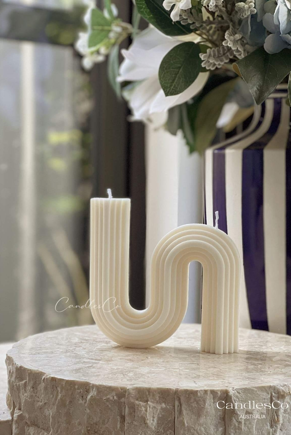 Large Wavy Candle Mould 5 - Silicone Mould, Mold for DIY Candles. Created using candle making kit with cotton candle wicks and candle colour chips. Using soy wax for pillar candles. Sold by Myka Candles Moulds Australia