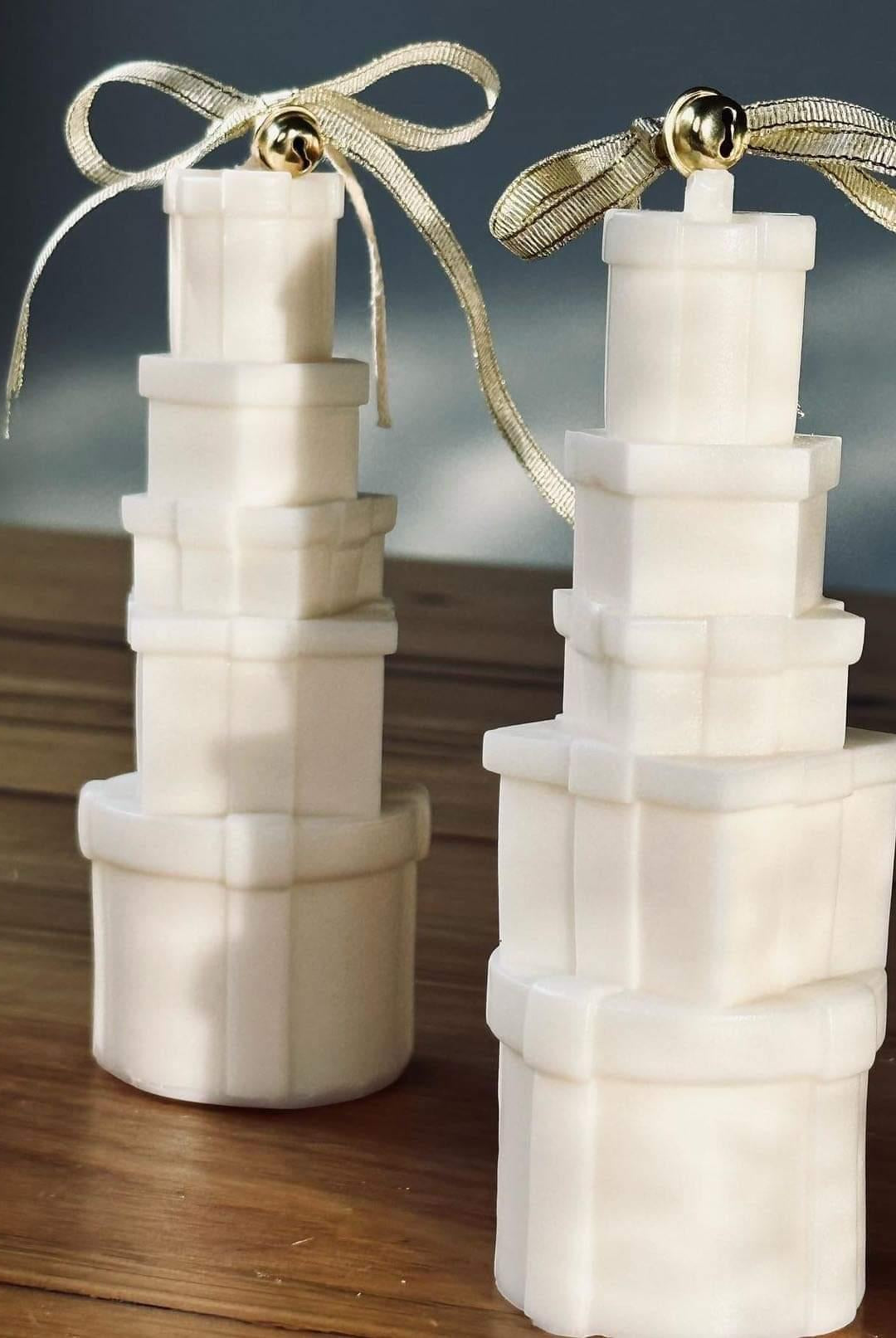 Gift Stack Candle Mould 0 - Silicone Mould, Mold for DIY Candles. Created using candle making kit with cotton candle wicks and candle colour chips. Using soy wax for pillar candles. Sold by Myka Candles Moulds Australia