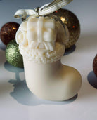 Christmas Stocking Candle Mould 1 - Silicone Mould, Mold for DIY Candles. Created using candle making kit with cotton candle wicks and candle colour chips. Using soy wax for pillar candles. Sold by Myka Candles Moulds Australia