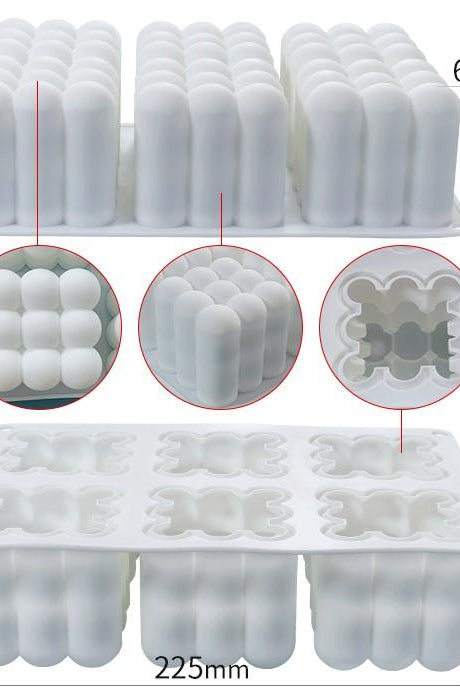 Bubble Candle Mould - 6 Cavities 1 - Silicone Mould, Mold for DIY Candles. Created using candle making kit with cotton candle wicks and candle colour chips. Using soy wax for pillar candles. Sold by Myka Candles Moulds Australia