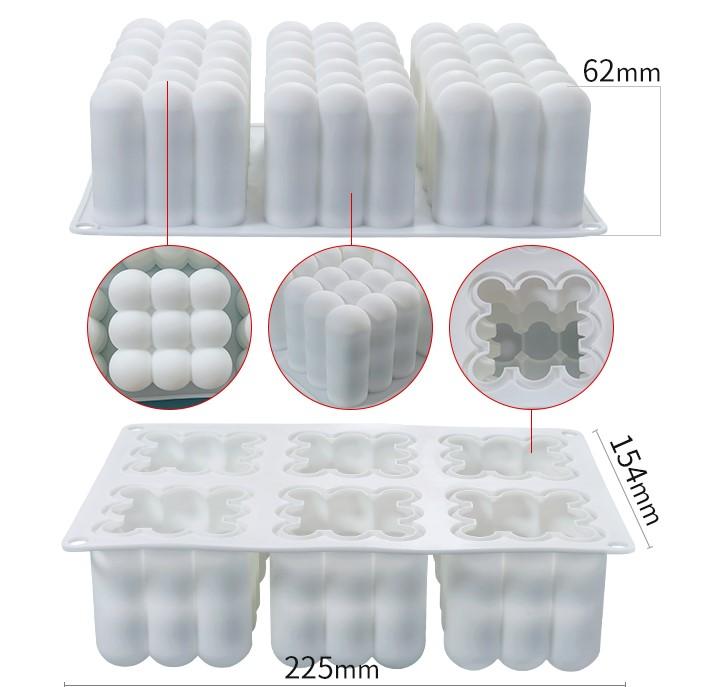 Bubble Candle Mould - 6 Cavities 1 - Silicone Mould, Mold for DIY Candles. Created using candle making kit with cotton candle wicks and candle colour chips. Using soy wax for pillar candles. Sold by Myka Candles Moulds Australia