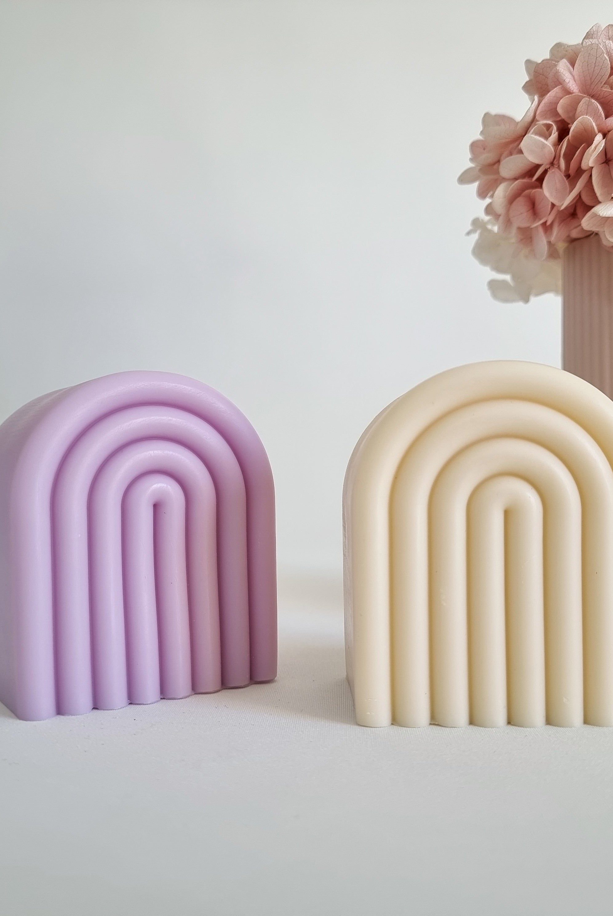 Rainbow Candle Mould 1 - Silicone Mould, Mold for DIY Candles. Created using candle making kit with cotton candle wicks and candle colour chips. Using soy wax for pillar candles. Sold by Myka Candles Moulds Australia