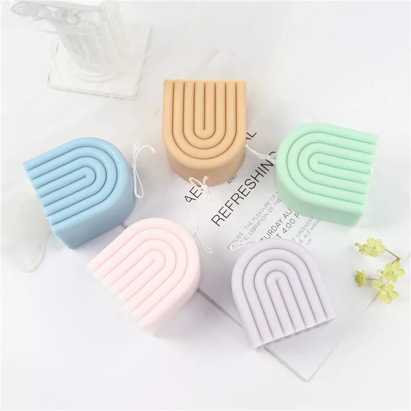 Rainbow Candle Mould 3 - Silicone Mould, Mold for DIY Candles. Created using candle making kit with cotton candle wicks and candle colour chips. Using soy wax for pillar candles. Sold by Myka Candles Moulds Australia