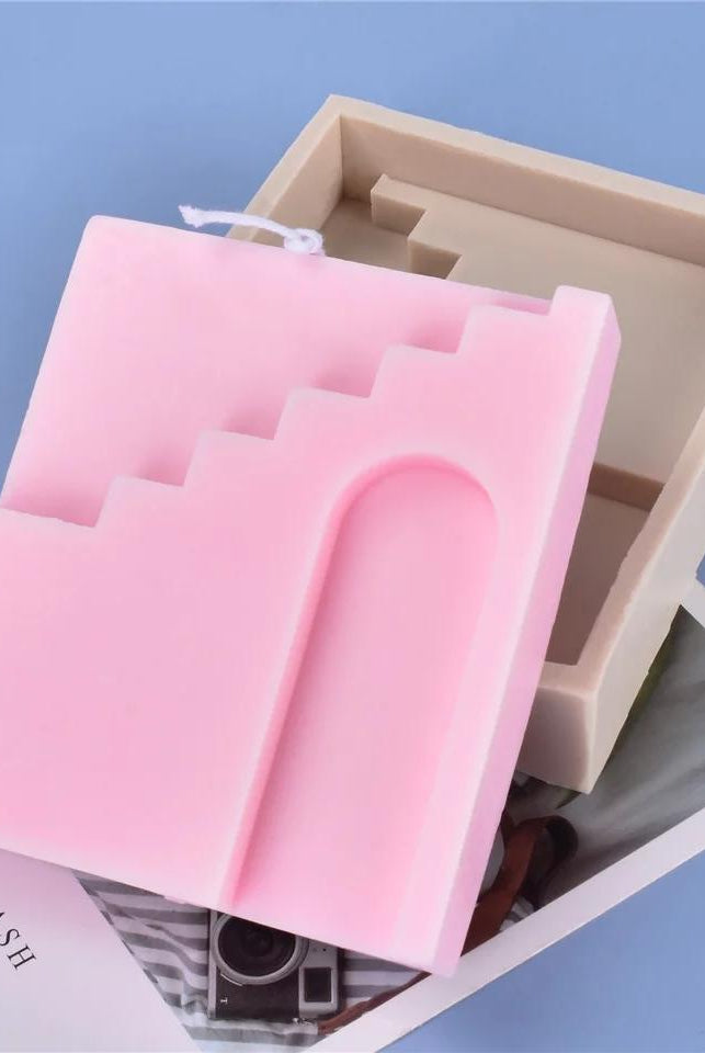 Ruins Candle Mould 4 - Silicone Mould, Mold for DIY Candles. Created using candle making kit with cotton candle wicks and candle colour chips. Using soy wax for pillar candles. Sold by Myka Candles Moulds Australia