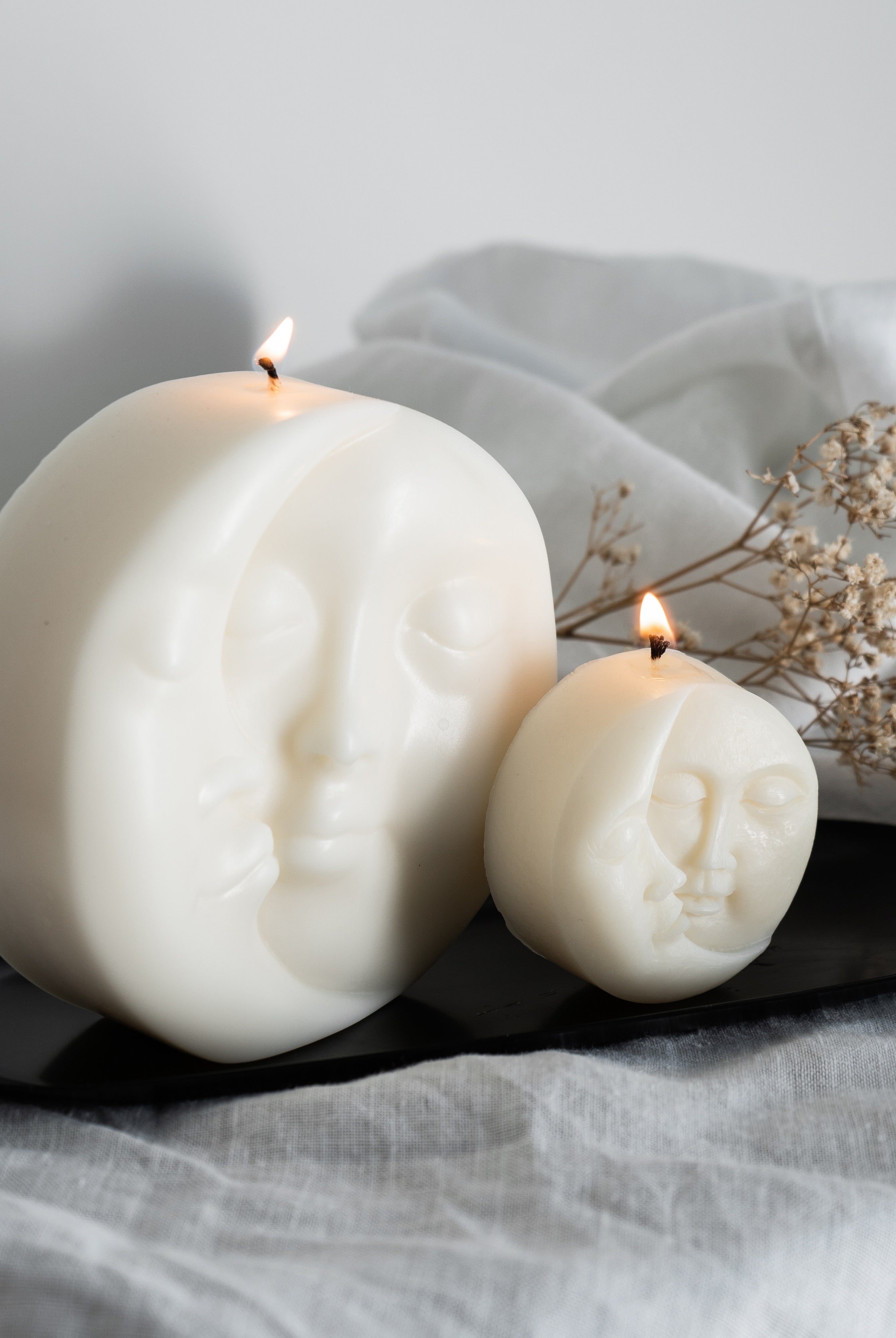 Luna Candle Mould 1 - Silicone Mould, Mold for DIY Candles. Created using candle making kit with cotton candle wicks and candle colour chips. Using soy wax for pillar candles. Sold by Myka Candles Moulds Australia