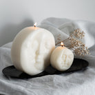 Luna Candle Mould 1 - Silicone Mould, Mold for DIY Candles. Created using candle making kit with cotton candle wicks and candle colour chips. Using soy wax for pillar candles. Sold by Myka Candles Moulds Australia