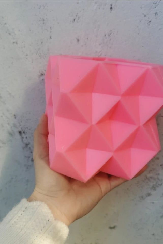 Diamond Cube Candle Mould 2 - Silicone Mould, Mold for DIY Candles. Created using candle making kit with cotton candle wicks and candle colour chips. Using soy wax for pillar candles. Sold by Myka Candles Moulds Australia