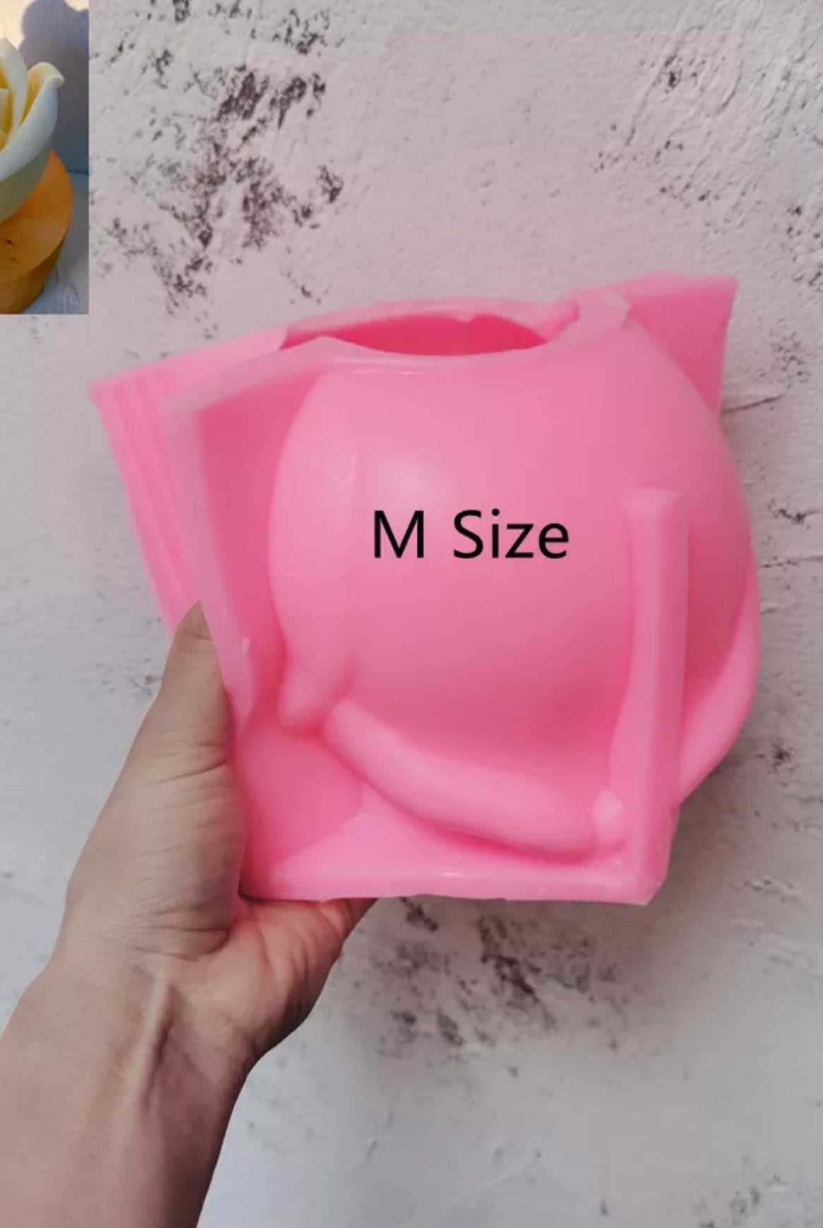 Large Rose Candle Moulds (Pink) 5 - Silicone Mould, Mold for DIY Candles. Created using candle making kit with cotton candle wicks and candle colour chips. Using soy wax for pillar candles. Sold by Myka Candles Moulds Australia