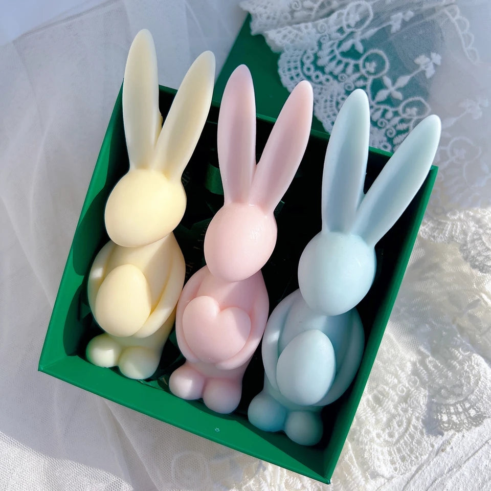 3 bunny hearts candle moulds