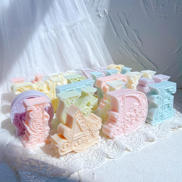 A Alphabet Silicone Candle Moulds silicone candle mold by MYKA Candles and Moulds, designed for easy release in soap, resin, and cake mould casting.