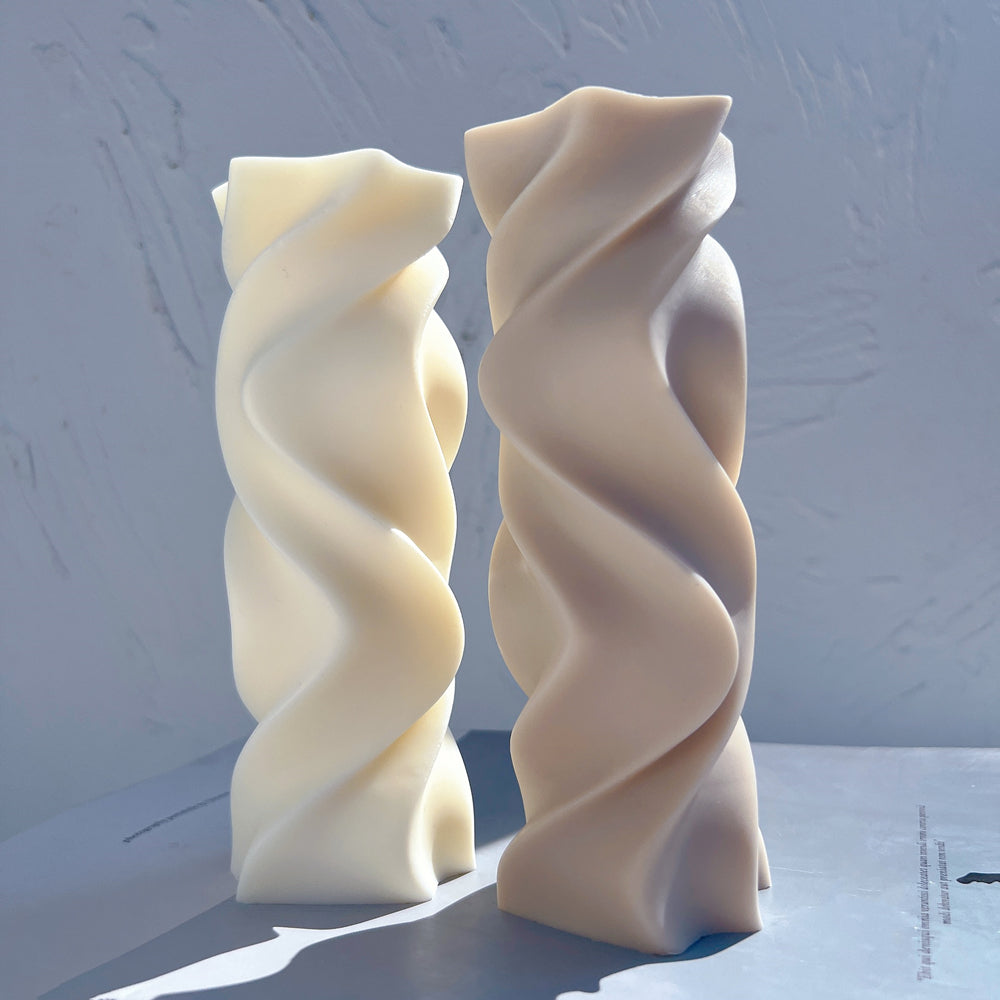 The Asymmetrical Pillar Candle Mould silicone candle mould from MYKA Candles and Moulds, a professional supply for candle, soap, and baking moulds.