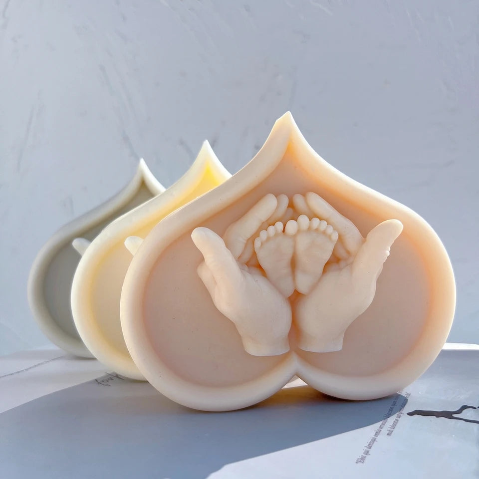 An aesthetic Baby Feet Candle Mould silicone candle mould from MYKA Candles and Moulds, perfect for soap, resin, and cake mould art.