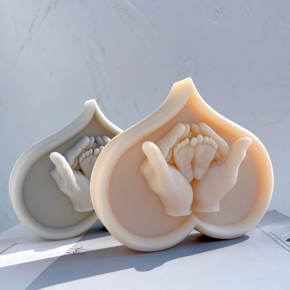 View of the Baby Feet Candle Mould silicone candle mould from MYKA Candles and Moulds, ideal for DIY soap moulds and cake mould projects.