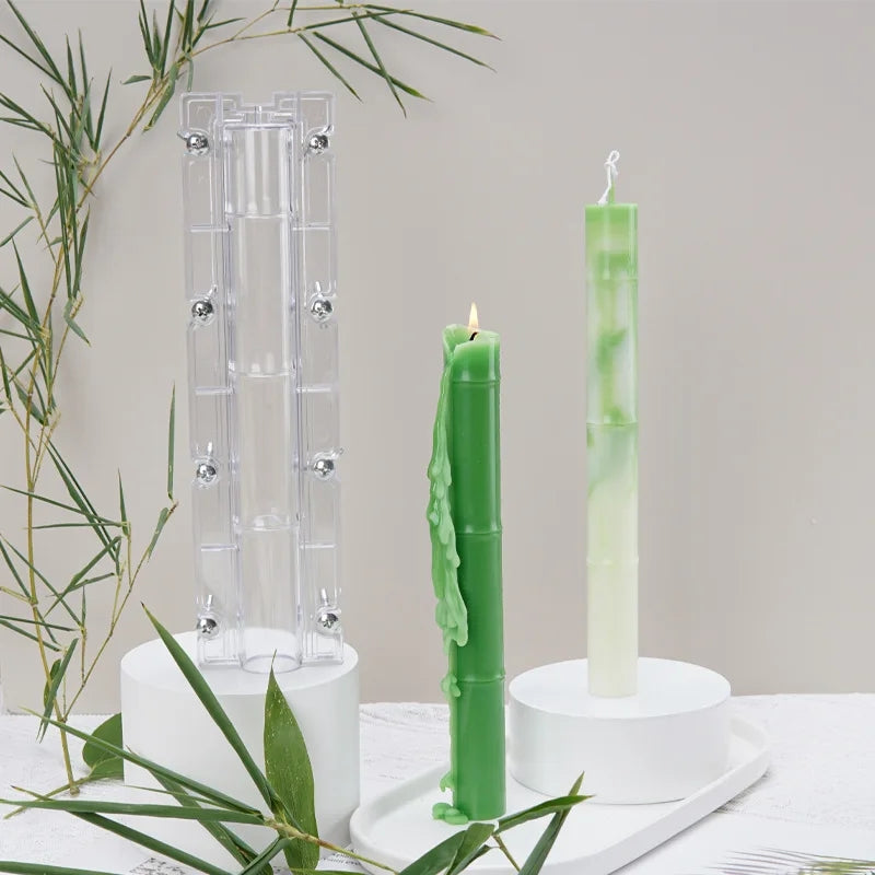 A Bamboo Pillar Candle Mould silicone candle mold by MYKA Candles and Moulds, designed for easy release in soap, resin, and cake mould casting.