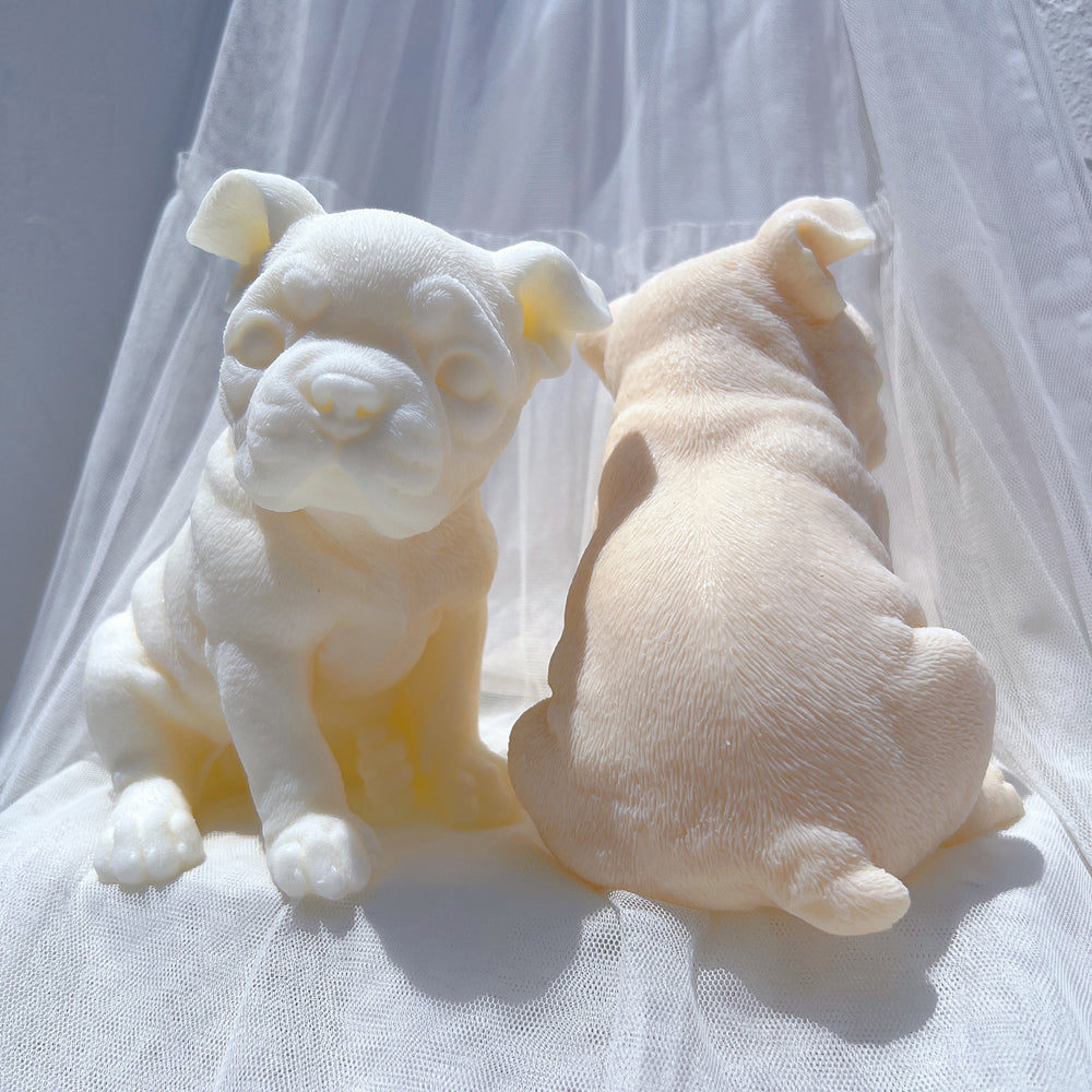 Professional Boston Terrier Puppy Candle Mould silicone candle mould by MYKA Candles and Moulds, also used for resin moulds and baking mould designs.