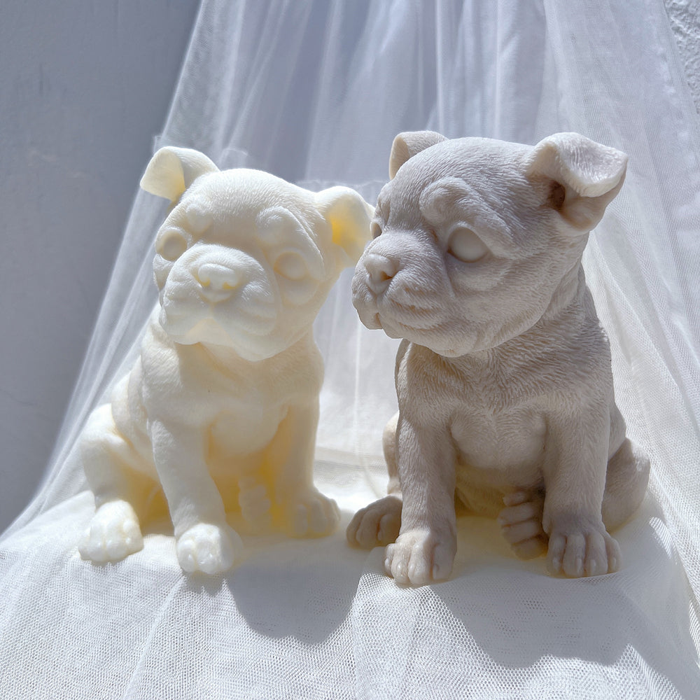 The Boston Terrier Puppy Candle Mould silicone candle mould by MYKA Candles and Moulds, a top choice for artistic resin moulds and baking moulds.