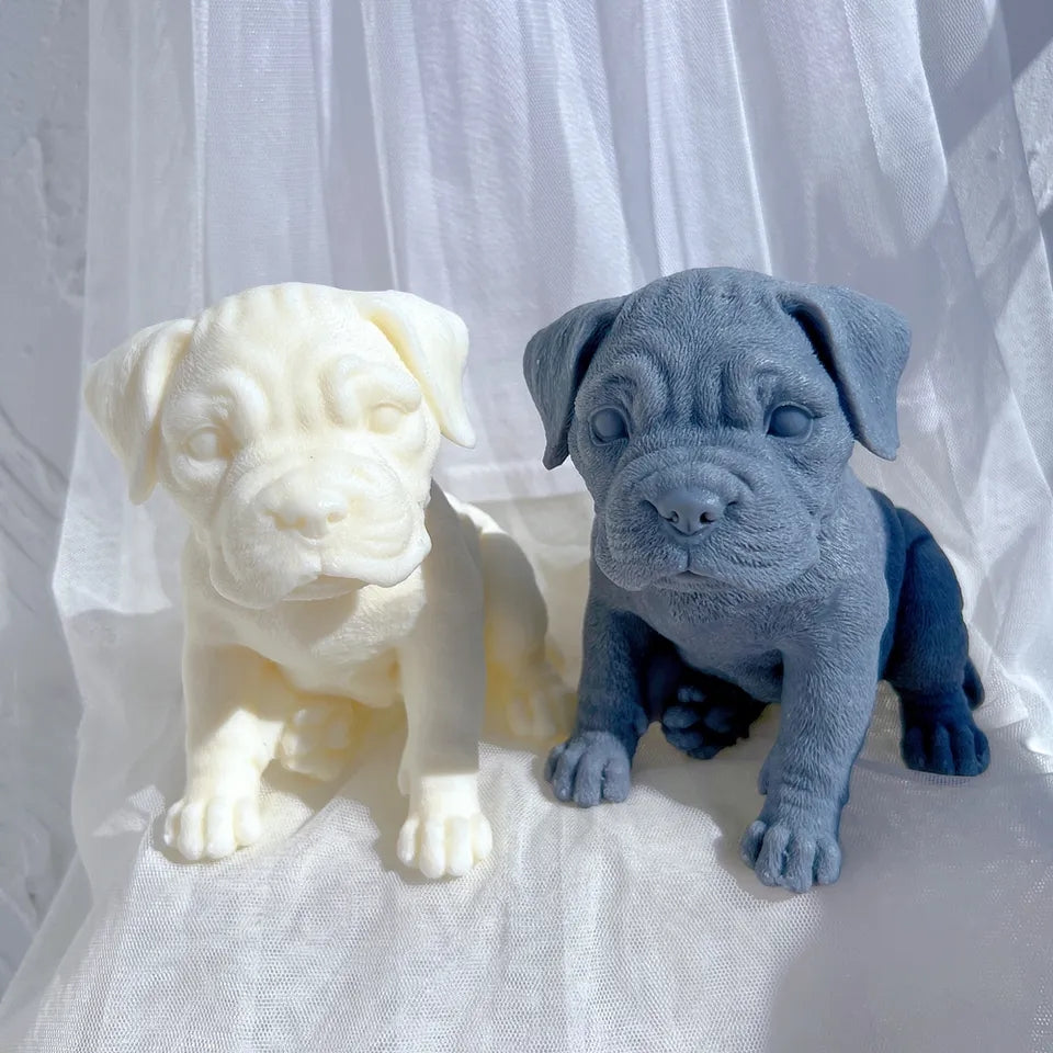 The Boxer Puppy Candle Mould silicone candle mould by MYKA Candles and Moulds, optimized for professional candle, soap, and cake moulds.