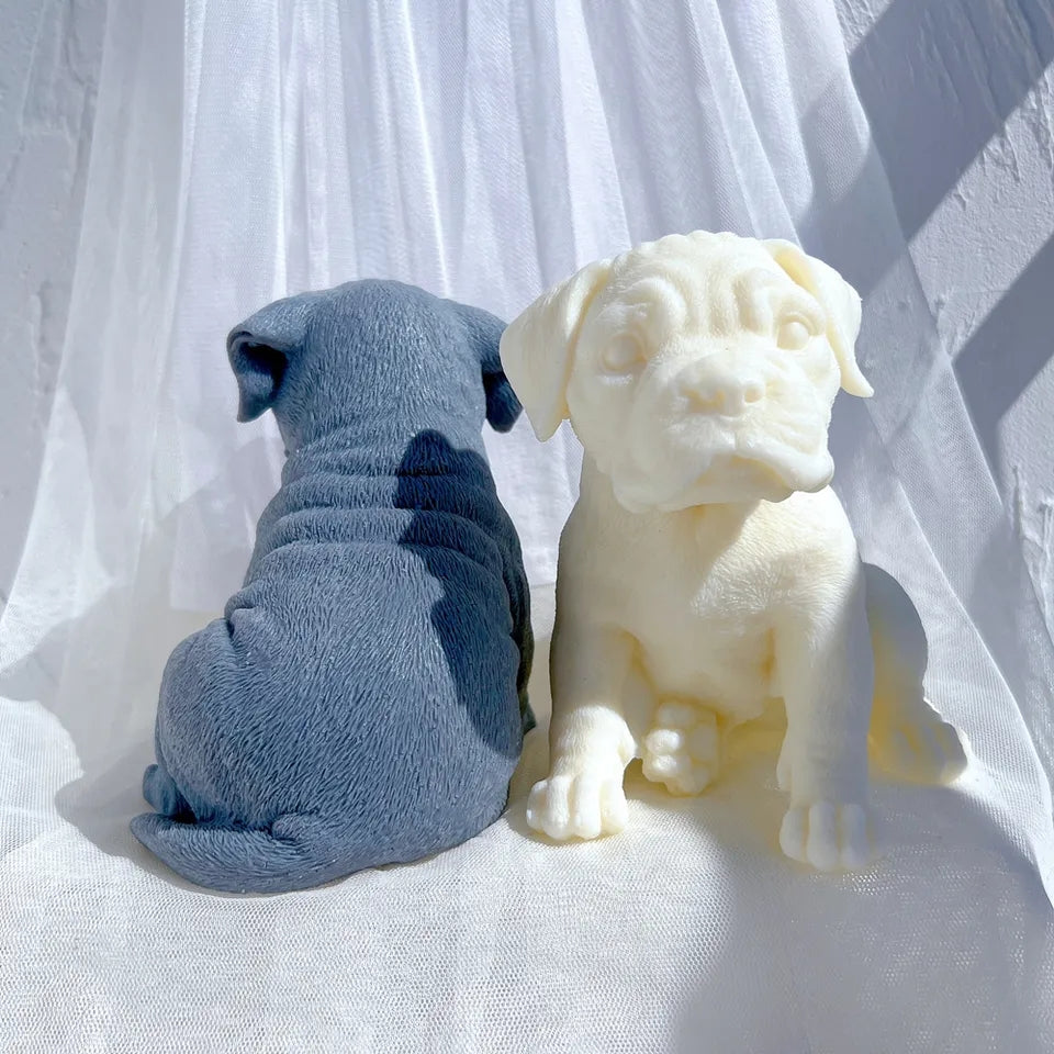 High-quality Boxer Puppy Candle Mould silicone candle mould from MYKA Candles and Moulds, great for resin moulds and professional baking mould needs.