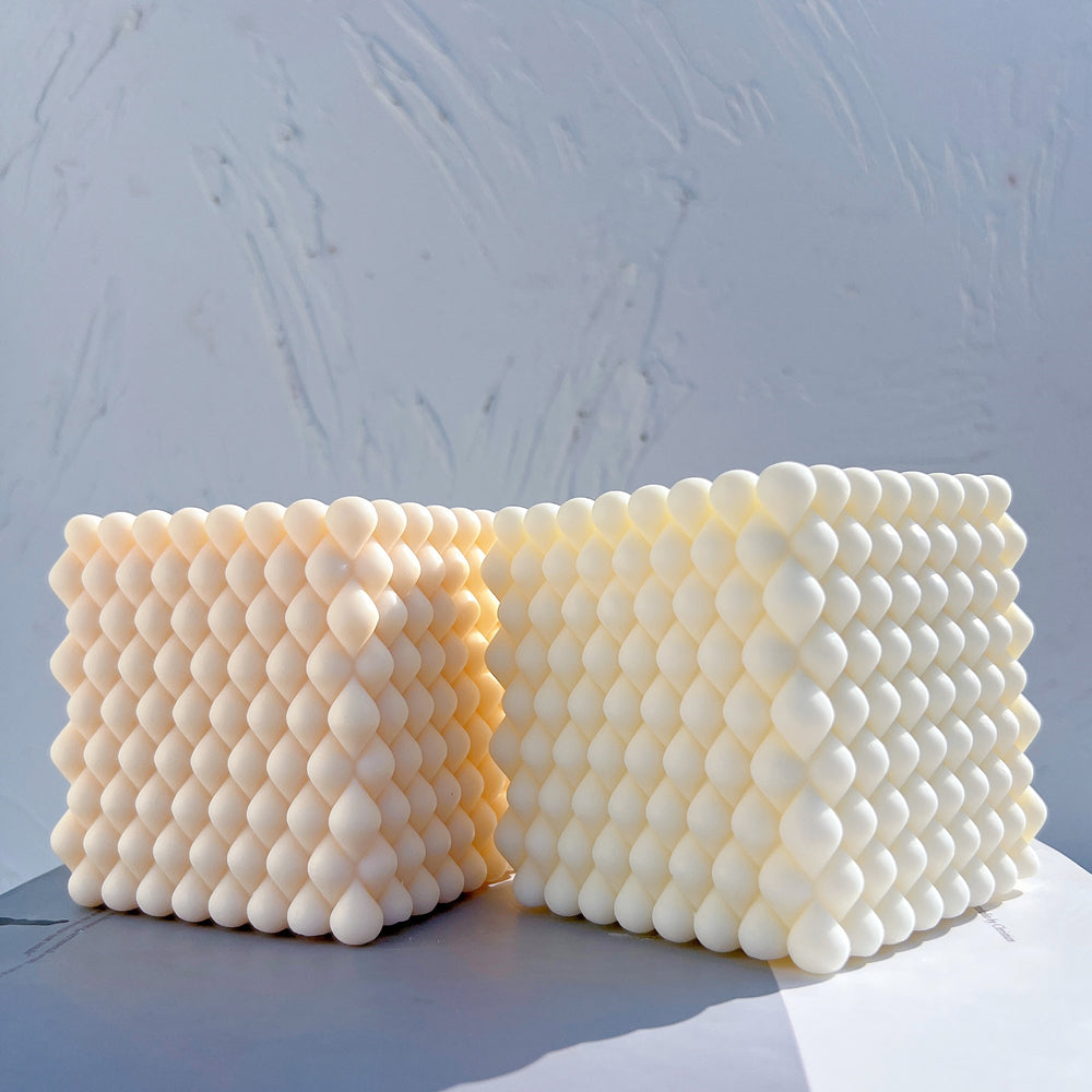 The Braid Cube Candle Mould silicone candle mould by MYKA Candles and Moulds, optimized for professional candle, soap, and cake moulds.