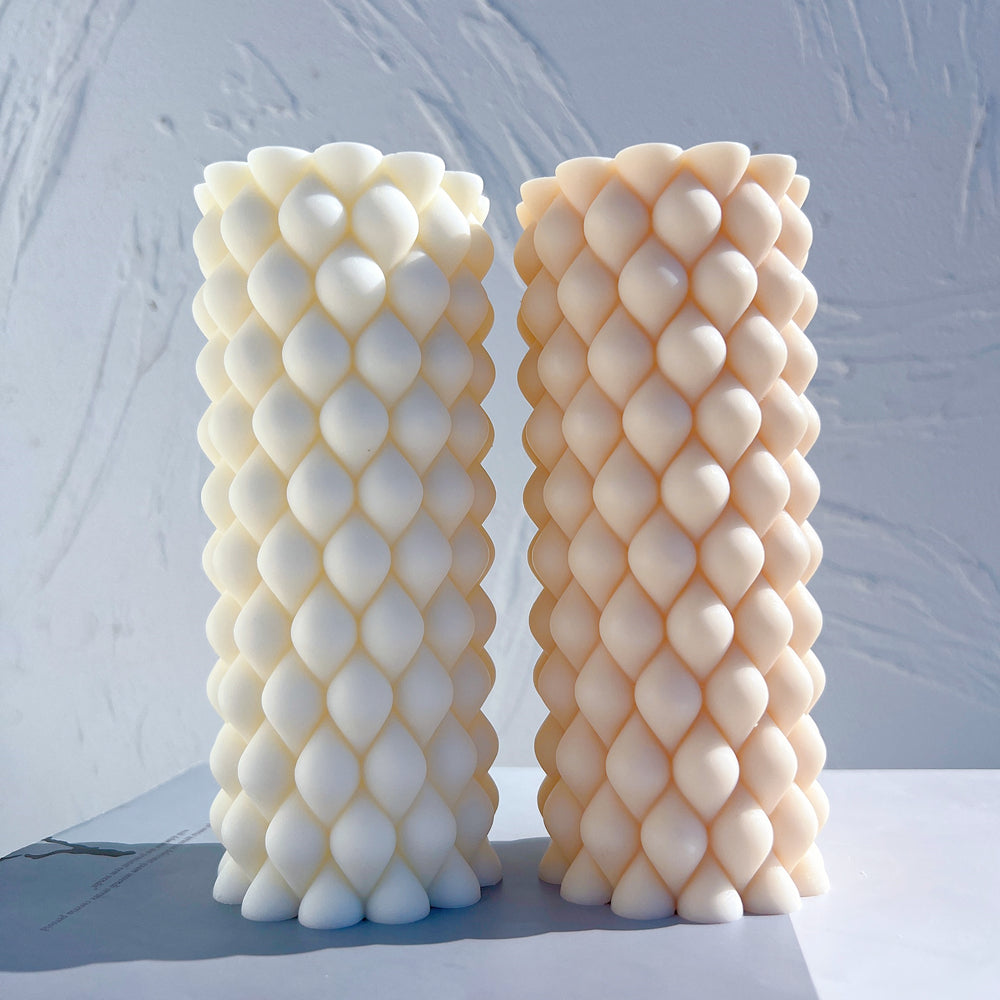 Showcasing the Braid Pillar Candle Mould silicone candle mould by MYKA Candles and Moulds for creative baking moulds and candle making.