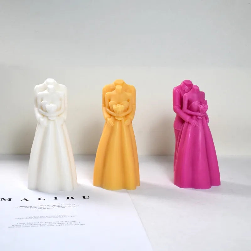 A heat-resistant Bride & Groom Candle Mould silicone candle mould by MYKA Candles and Moulds, ideal for soap, resin, and baking mould applications.