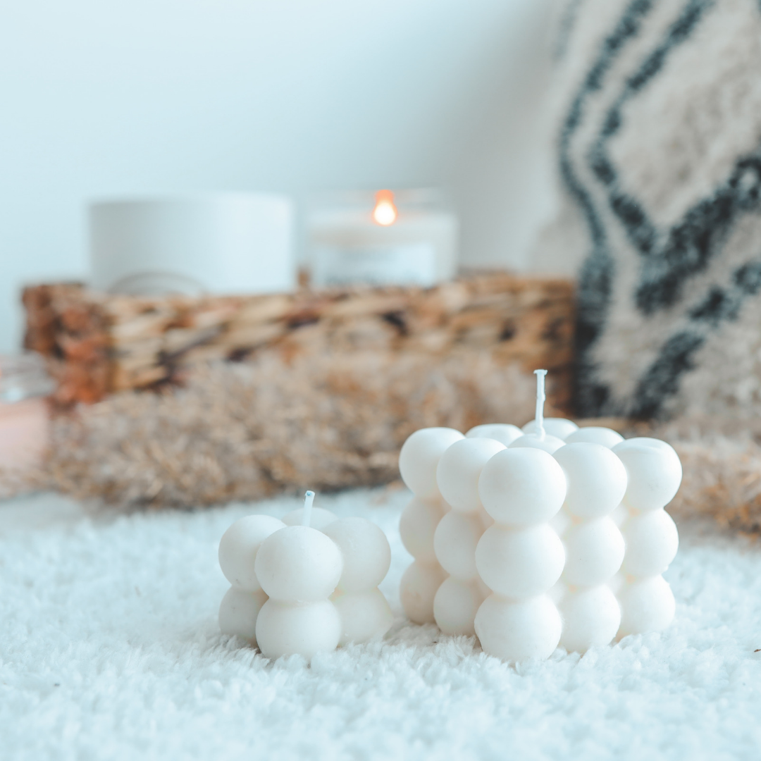 A heat-resistant Bubble Cube Candle Moulds silicone candle mould by MYKA Candles and Moulds, ideal for soap, resin, and baking mould applications.