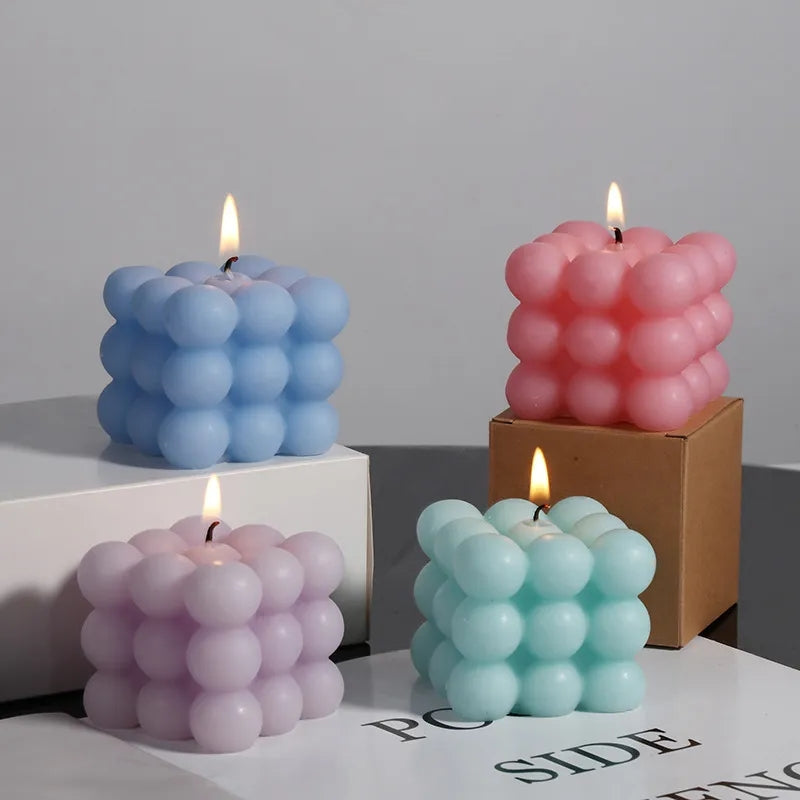 A Bubble Cube Candle Moulds silicone candle mold by MYKA Candles and Moulds, the perfect multipurpose tool for soap, resin, and cake mould casting.