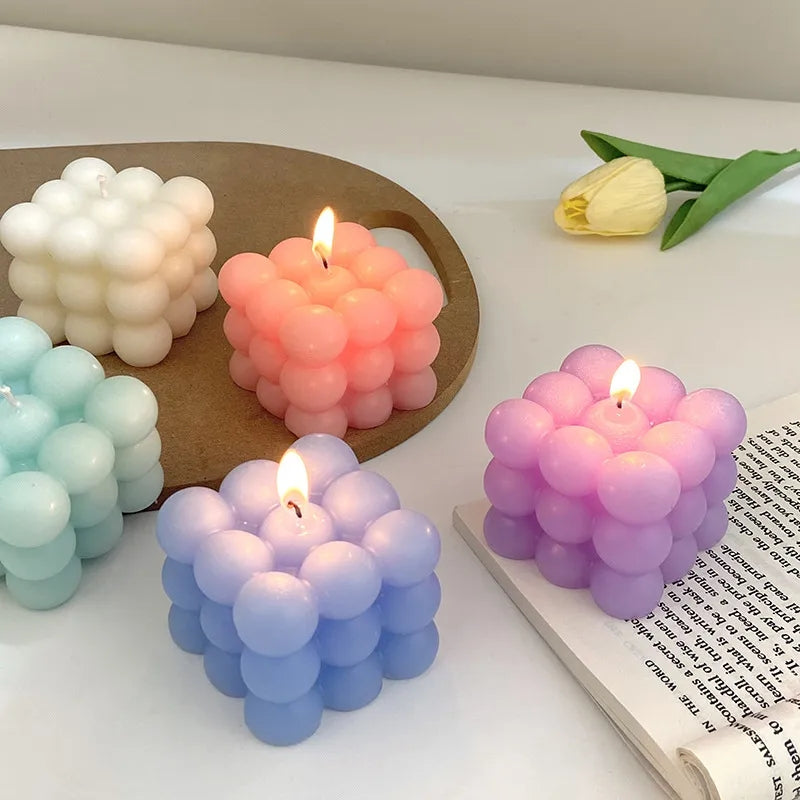 A detailed Bubble Cube Candle Moulds silicone candle mould by MYKA Candles and Moulds, perfect for candle making, soap moulds, and resin moulds.